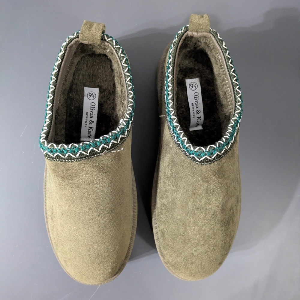 Olivia & Kate Green Suede Slip-On Shoes